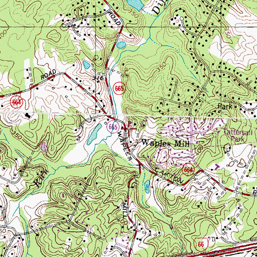 Topographic Map of Waples Mill, VA