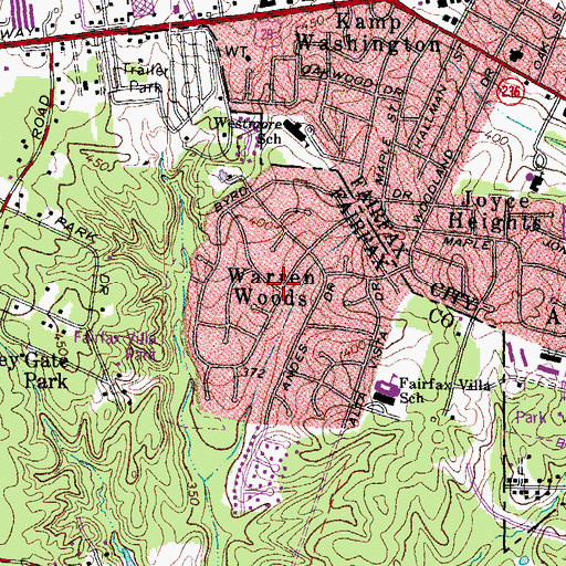 Topographic Map of Warren Woods, VA