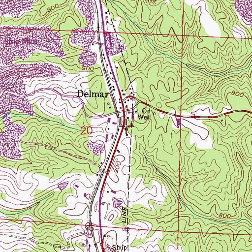 Topographic Map of Delmar Church, AL
