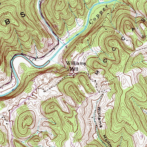 Topographic Map of Williams Mill, VA