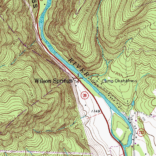 Topographic Map of Wilson Springs, VA