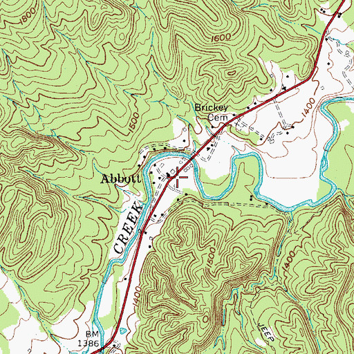 Topographic Map of Abbott, VA
