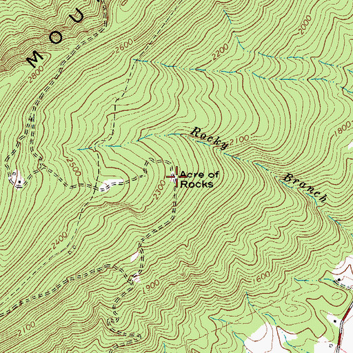 Topographic Map of Acre of Rocks, VA