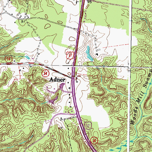 Topographic Map of Adner, VA