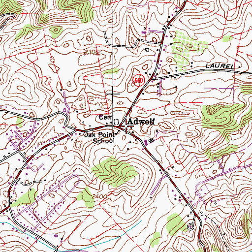 Topographic Map of Adwolf, VA