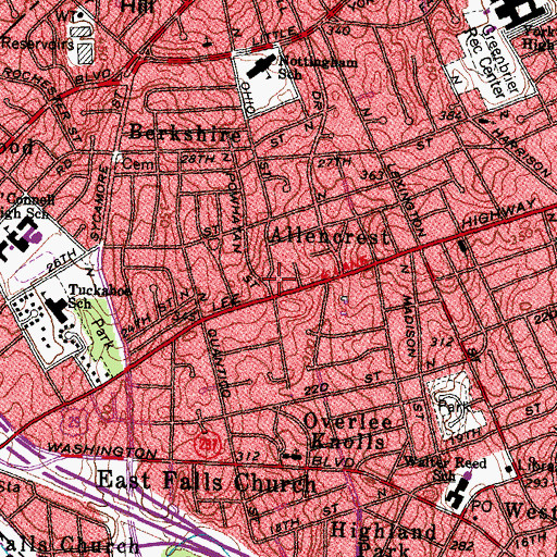 Topographic Map of Allencrest, VA