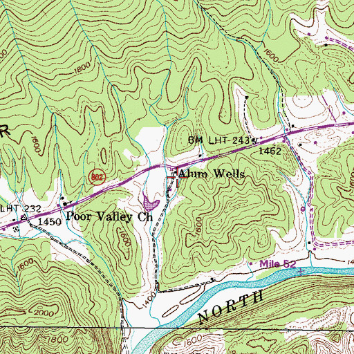 Topographic Map of Alum Wells, VA