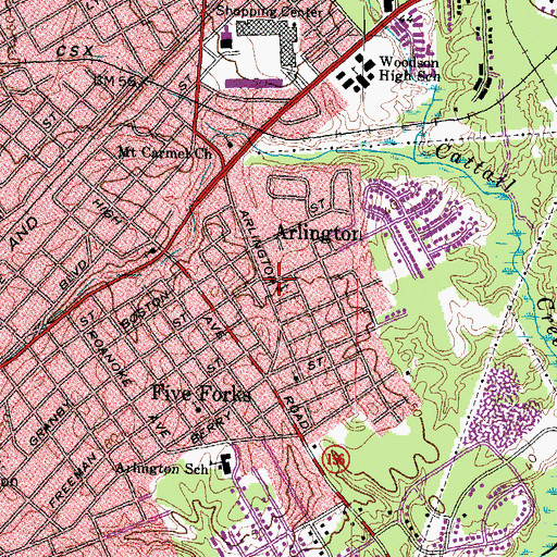 Topographic Map of Arlington, VA