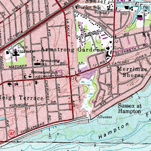 Topographic Map of Armstrong Gardens, VA