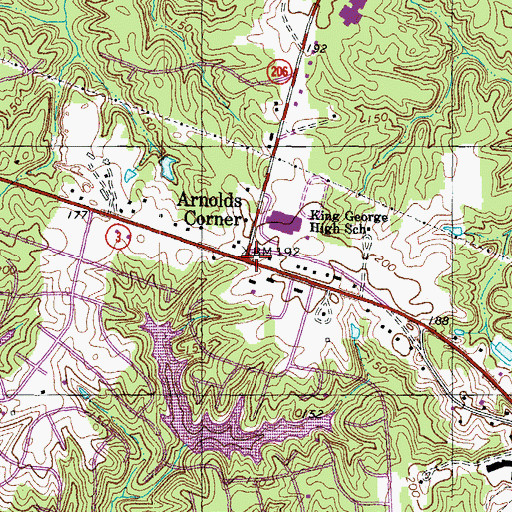 Topographic Map of Arnolds Corner, VA
