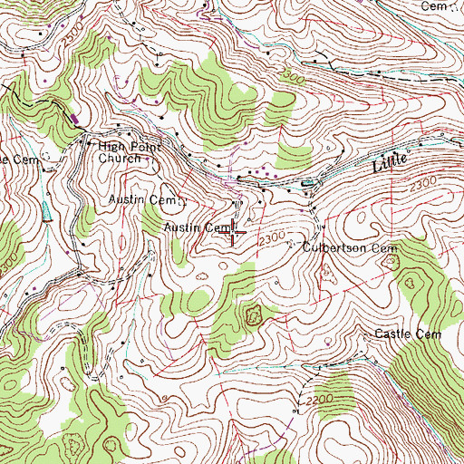 Topographic Map of Austin Cemetery, VA