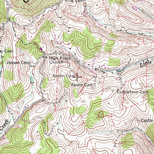 Topographic Map of Austin Cemetery, VA