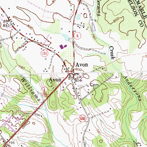 Topographic Map of Avon, VA