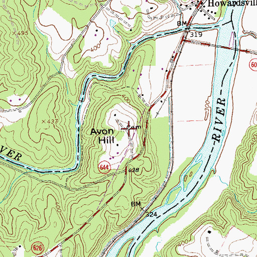 Topographic Map of Avon Hill, VA
