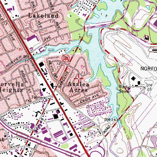 Topographic Map of Azalea Acres, VA