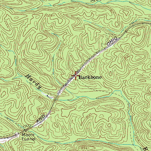 Topographic Map of Backbone, VA
