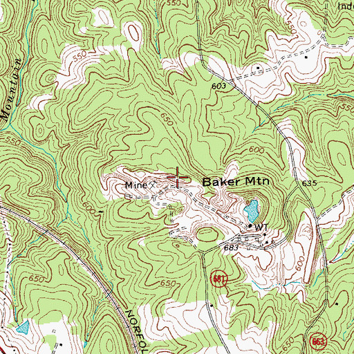 Topographic Map of Baker Mountain, VA