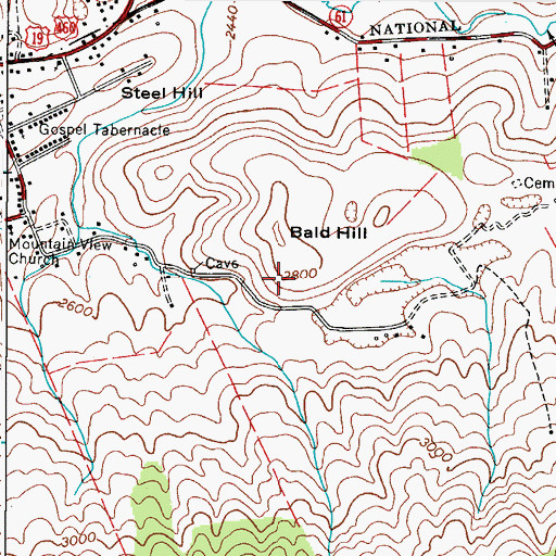 Topographic Map of Bald Hill, VA