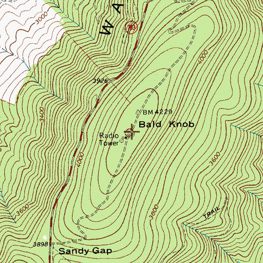 Topographic Map of Bald Knob, VA
