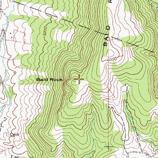 Topographic Map of Bald Rock, VA