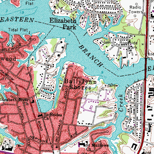 Topographic Map of Ballylynn Shores, VA