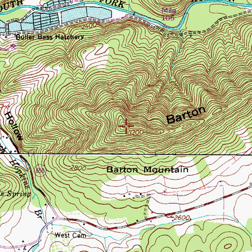 Topographic Map of Barton Mountain, VA