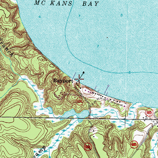 Topographic Map of Bayport, VA