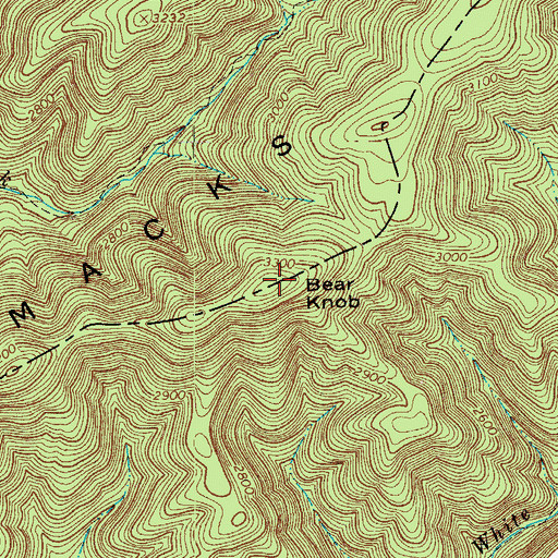 Topographic Map of Bear Knob, VA