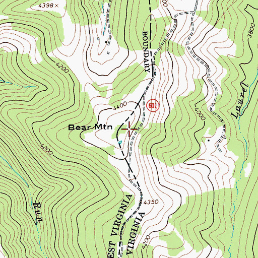 Topographic Map of Bear Mountain, VA