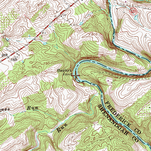 Topographic Map of Beelers Ford, VA