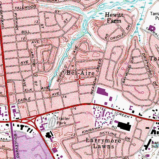 Topographic Map of Bel-Aire, VA