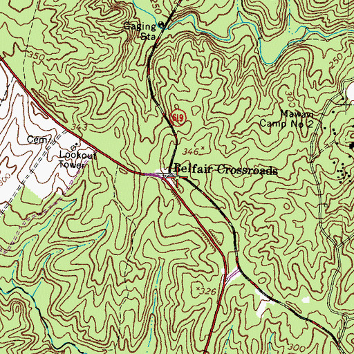Topographic Map of Belfair Crossroads, VA