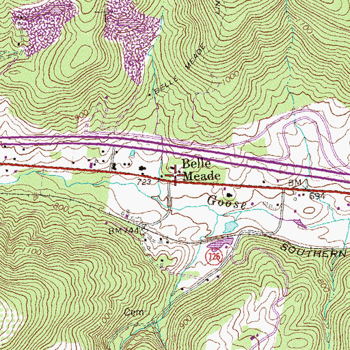 Topographic Map of Belle Meade, VA