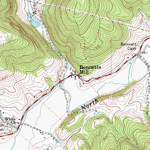 Topographic Map of Bennetts Mill, VA