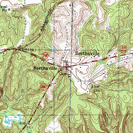 Topographic Map of Berthaville, VA