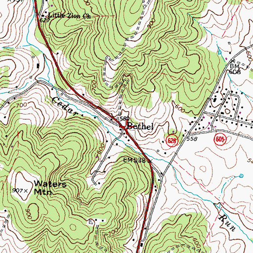 Topographic Map of Bethel, VA