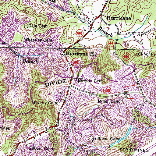 Topographic Map of Beverly Cemetery, VA