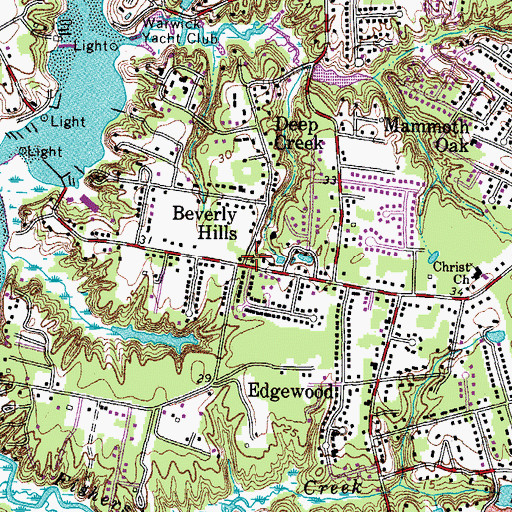 Topographic Map of Beverly Hills, VA