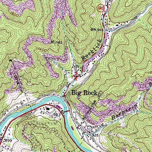 Topographic Map of Big Rock, VA