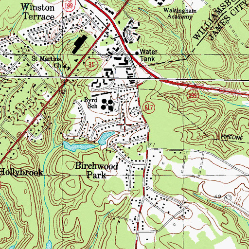 Topographic Map of Birchwood Park, VA