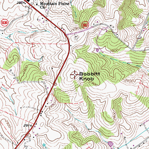 Topographic Map of Bobbitt Knob, VA