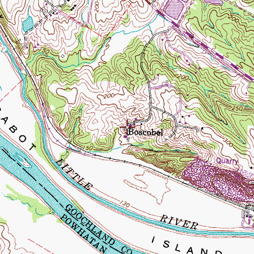 Topographic Map of Boscobel, VA