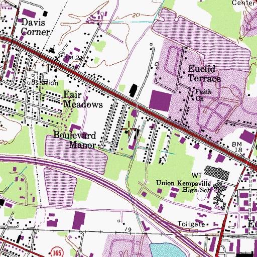 Topographic Map of Boulevard Manor, VA