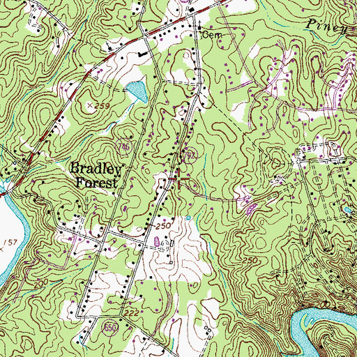 Topographic Map of Bradley Forest, VA