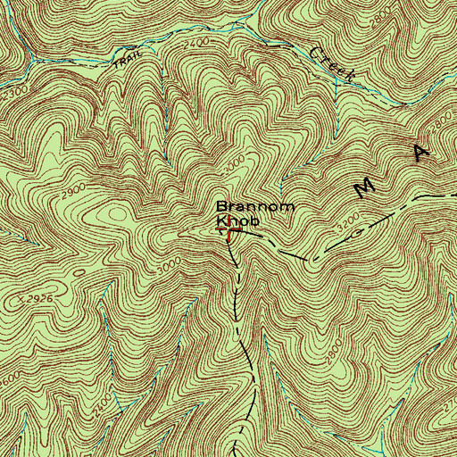 Topographic Map of Brannom Knob, VA