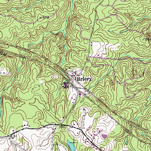 Topographic Map of Briery, VA