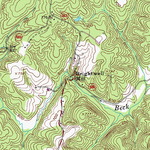 Topographic Map of Brightwell Mill, VA