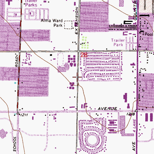 Topographic Map of Powell Estates Subdivision Mini Park, AZ