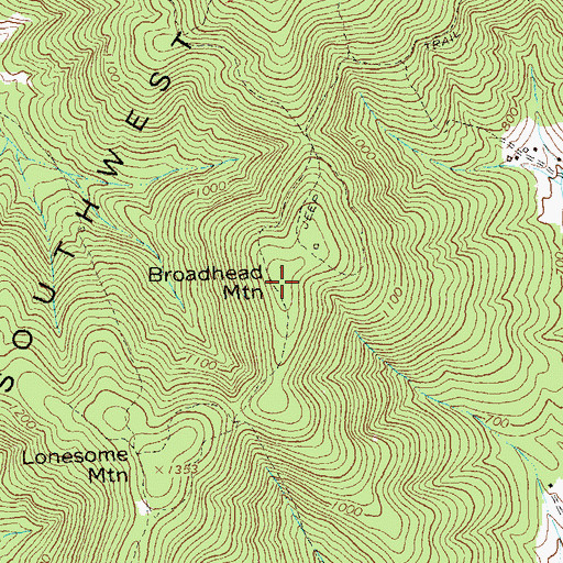 Topographic Map of Broadhead Mountain, VA