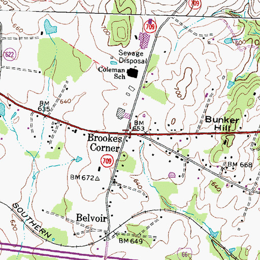 Topographic Map of Brookes Corner, VA